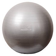 М'яч для фітнесу (фітбол) PowerPlay 4001 Ø75 cm Gymball  Сріблястий + помпа, фото 2