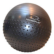 М'яч для фітнесу (фітбол) напівмасажний PowerPlay 4003 Ø75 cm Gymball  Темно-сірий + помпа, фото 3