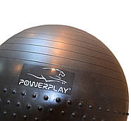 М'яч для фітнесу (фітбол) напівмасажний PowerPlay 4003 Ø75 cm Gymball  Темно-сірий + помпа, фото 4