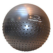 М'яч для фітнесу (фітбол) напівмасажний PowerPlay 4003 Ø75 cm Gymball  Темно-сірий + помпа, фото 8