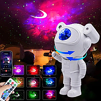 Лазерный проектор звездного неба ночник Астронавт RGB с пультом и блютуз колонка + слот под SD карту