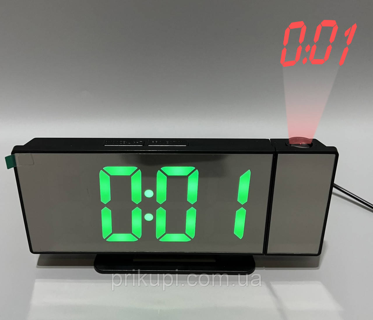 LED-годинник настільний з термометром (проєкція, будильник, календар) VST-896 від USB зелені цифри, червона