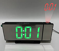 LED-годинник настільний з термометром (проєкція, будильник, календар) VST-896 від USB зелені цифри, червона