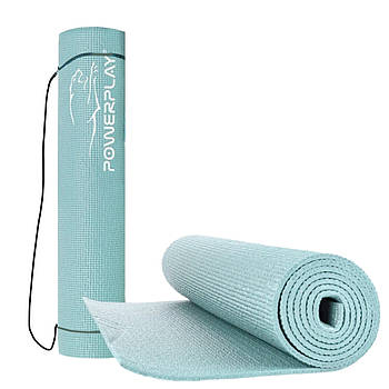 Килимок для йоги та фітнесу PowerPlay 4010 PVC Yoga Mat М'ятний (173x61x0.6)