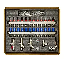 Колектор для теплої підлоги ITAL 12 контурів в зборі (нержавіюча сталь) без насоса Італія, фото 2