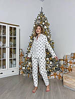 Мягкая теплая женская фланелевая пижамка с сердечками стильный теплый костюм в пижамном стиле для дома и сна