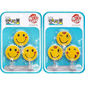 Набір гачків 3шт самоклеючих "Смайлик" D4,5см KNZ