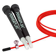 Скакалка швидкісна PowerPlay 4202 Ultra Speed Rope Червона (2,9m.), фото 3