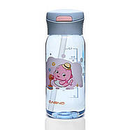 Пляшка для води CASNO 400 мл KXN-1195 Бузкова (Дельфін) з соломинкою, фото 3