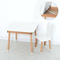 Детский столик и стульчик для занятий и игр деревянный Bambi 04-025W-DESK белый