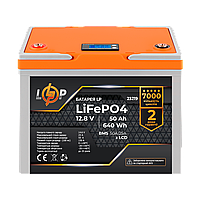 Акумулятор LP LiFePO4 12,8V - 50 Ah (640Wh) (BMS 50A/25A) пластик LCD