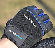 Рукавички для фітнесу PowerPlay 9058 Thunder чорно-сині S, фото 8