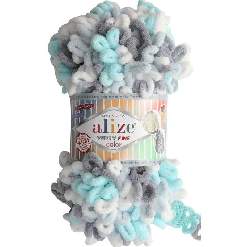 Пряжа плюшева Alize Puffy Fine Colour (Алізе Пуффі Файн Колор), №6509, 100гр., 14,5м.