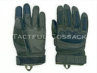 Зимние перчатки тактические сенсорные меховые с защитой костяшек для военных олива размер М