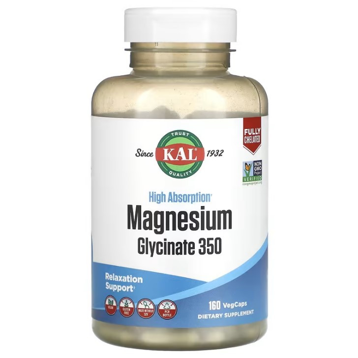 Гліцинат магнію з високою абсорбцією Magnesium Glycinate 350 KAL, 160 капсул