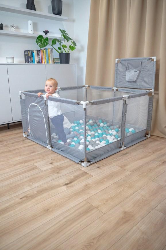Дитячий Манеж СУХИЙ БАСЕЙН Handloteka 125x125x66 З КОШИКОМ сірий KK-100X-74, фото 1
