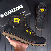 Теплі шкіряні чоловічі черевики з хутром, повсякденні чоловічі черевики зі шкіри, чорні черевики чоловічі на хутрі