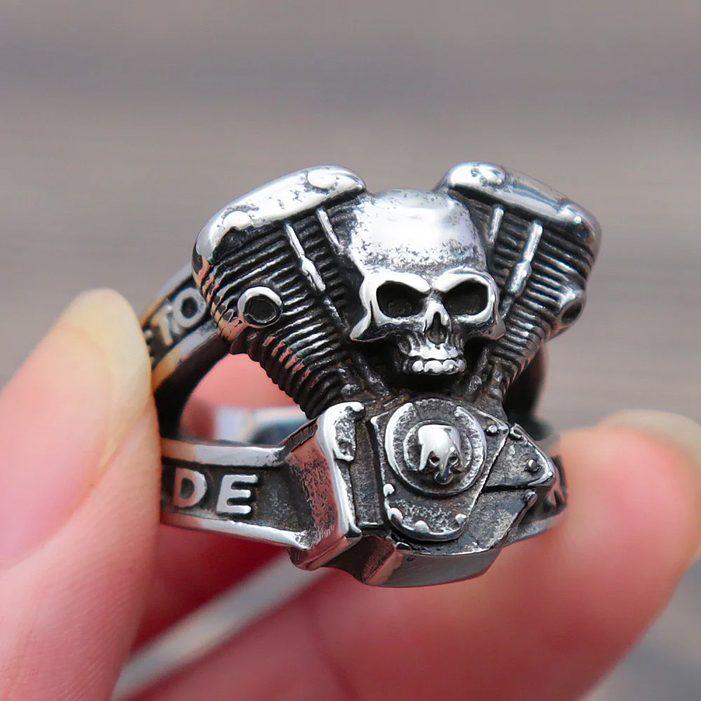 Кільце печатка перстень чоловіче сталеве MOTORHEAD 19 з медичної нержавіючої сталі з Черепом, фото 1