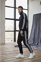 Спортивний костюм чоловічий зимовий чорний із лампасами M