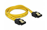 Кабель накопичувача Delock SATA 7p M/M 0.5m прямий 6Gbps AWG26 Latch Gold жовтий (70.08.2809)