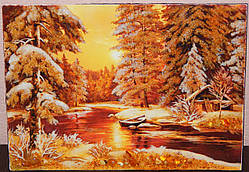 Картина з бурштину Зима No1