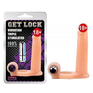 Насадка для подвійного проникнення Chisa Get Lock Vibration з вібрацією та ерекційним кільцем