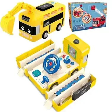 Пізнавальна гра Інтерактивний музичний автобус екскаватор з ковшем з безліччю функцій для маленьких водіїв