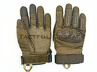 Зимние перчатки тактические сенсорные меховые с защитой костяшек для военных койот размер М