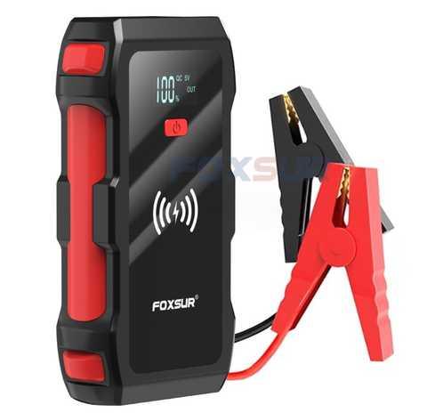 Пускозарядний пристрій "Foxsur FJS-700", Бустер для авто Jump Starter (26800 mAh, 800A) з безпровідною зарядко