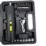 Акумуляторна викрутка в кейсі з бітами 33 пр Електровикрутка портативний міні шуруповерт з насадками, фото 3