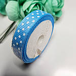 Стрічка репс в горох блакитна 0.9 см, фото 2