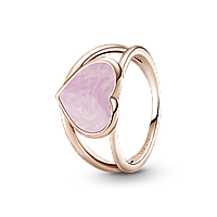Серебряное кольцо "Розовое сердце с завитком" 189263C01