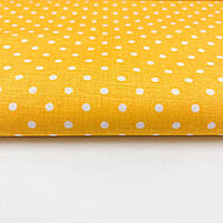 Польська бязь "горох білий на жовтому 4 мм" 160 см, фото 2