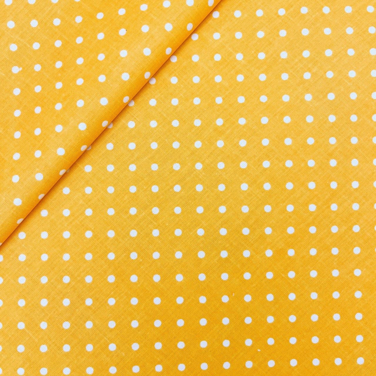 Польська бязь "горох білий на жовтому 4 мм" 160 см, фото 1