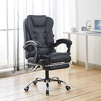 Офисное компьютерное кресло Bonro черное с подставкой для ног, металлическая основа, для дома офиса, для