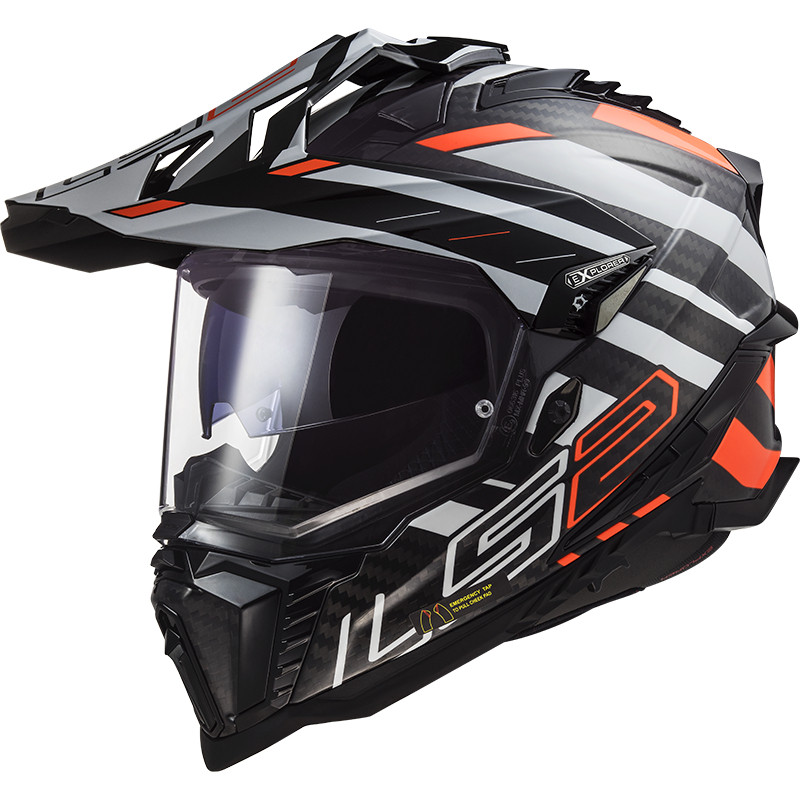 МОТОШОЛОМ ДУАЛСПОРТ LS2 MX701 C EXPLORER EDGE КОЛІР GLOSS BLACK ORANGE WHITE