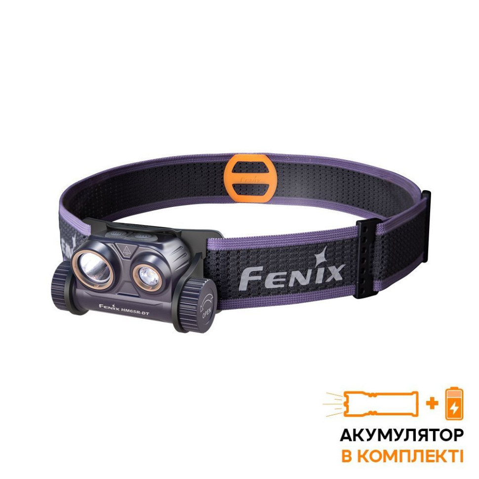 Ліхтар налобний для бігу Fenix HM65R-DT, фіолетовий