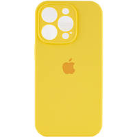 Защитный чехол для Apple iPhone 15 Pro Max желтый  силиконовый с логотипом