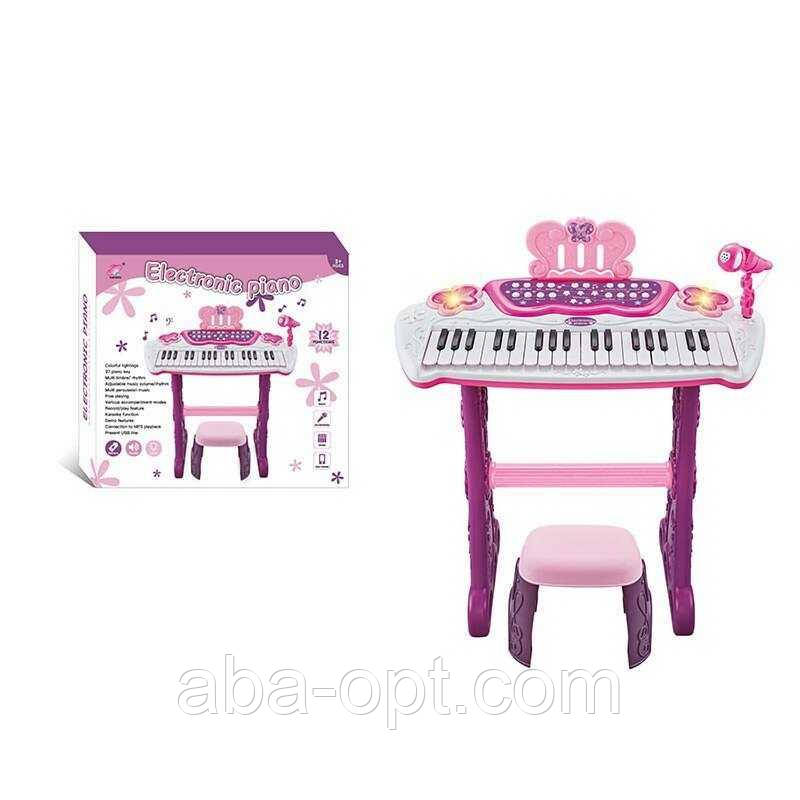 Піаніно 883 B (10/2) 12 функцій, мікрофон, підсвічування, запис звуку, звукові ефекти, стілець, у коробці, фото 1