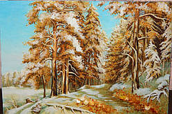 Картина з бурштину Зима No2