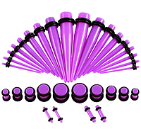 Плаги и растяжки конусные для тоннелей в уши (18 пар 36 шт.) Фиолетовый