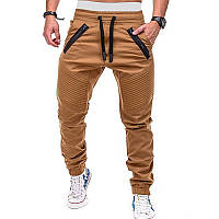 Мужские спортивные свободные штаны пояс на завязках , низ резинка коричневые L XL XXL