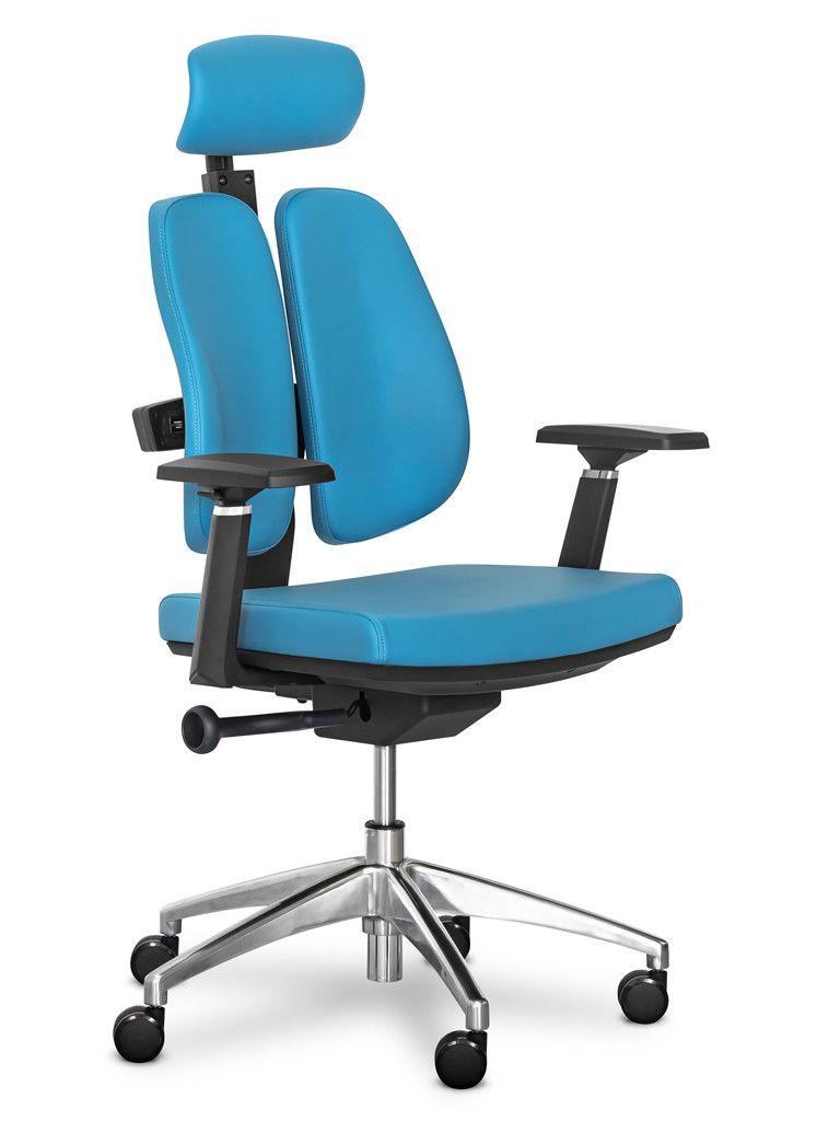 Офісне крісло Mealux Tempo Duo хром синє ергнономічне