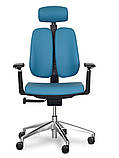 Офісне крісло Mealux Tempo Duo хром синє ергнономічне, фото 3