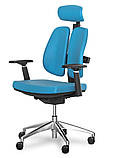 Офісне крісло Mealux Tempo Duo хром синє ергнономічне, фото 4