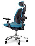 Офісне крісло Mealux Tempo Duo хром синє ергнономічне, фото 5