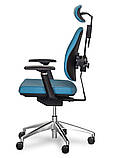 Офісне крісло Mealux Tempo Duo хром синє ергнономічне, фото 7