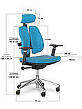 Офісне крісло Mealux Tempo Duo хром синє ергнономічне, фото 9