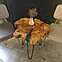 Фігурний журнальний столик ручної роботи з натурального дерева Граба, Дизайнерський стіл з епоксидною смолою, фото 5