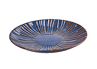 Тарелка подставная круглая из фарфора 27 см, большая плоская тарелка синяя, изысканная плоская тарелка